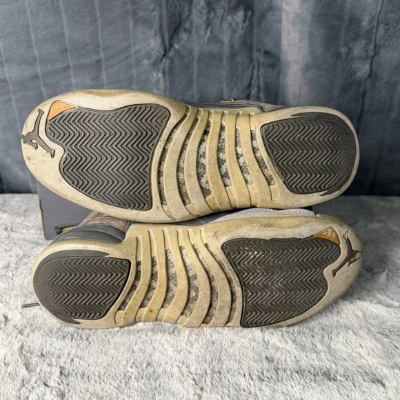 Jordan 12 Retro Dark Grey Wolf Grey Gold Mens Basketball Shoes 130690-005 Size 9 - Picture 10 of 11